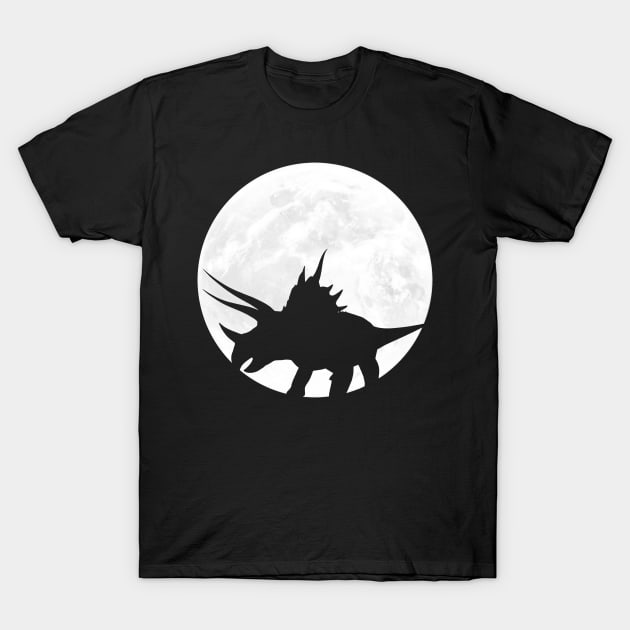 Triceratops in Full Moon T-Shirt by ChapDemo